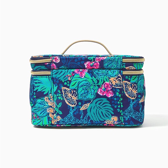 Lilly Pulitzer Devona Cosmetic Case - Low Tide Navy "Life of the Party" Print - Picture 5 of 5